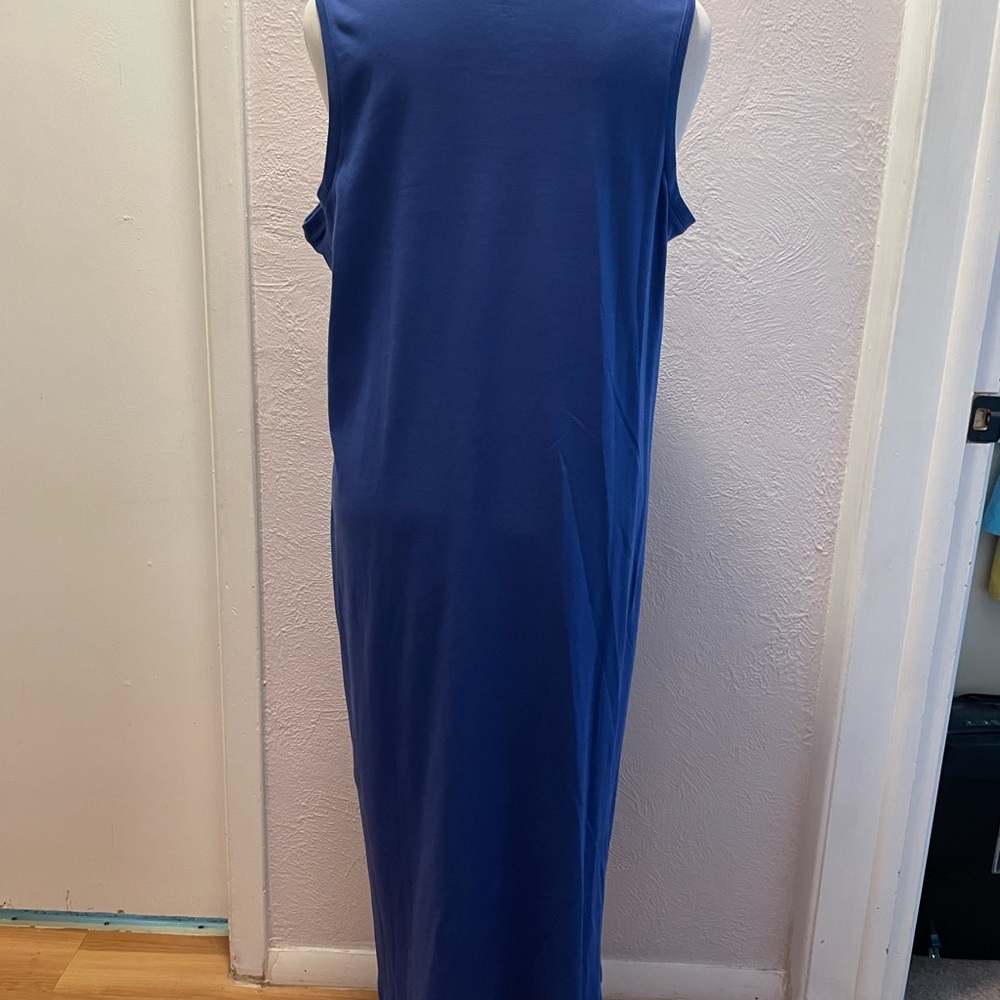 Isaac Mizrahi Blue Sleeveless Sheath Dress SZ XL NEW! Pima cotton - Picture 2 of 8